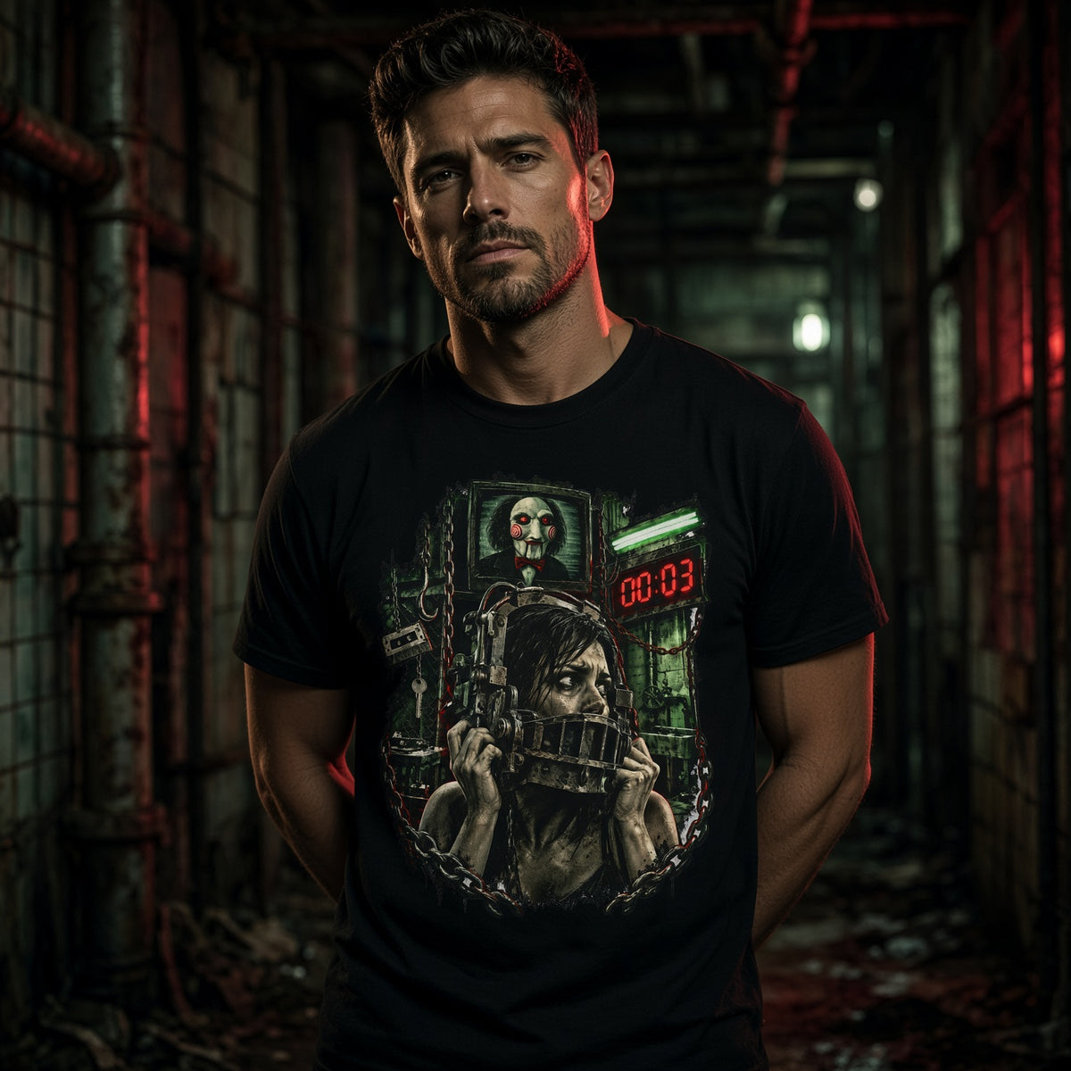Saw - Billy The Puppet - Horror Movie Escape Scene T-Shirt — view 3