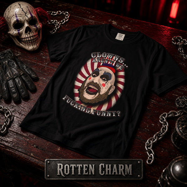 Captain Spaulding Aren't We Funny T-Shirt — Retro Horror Carnival Graphic Tee