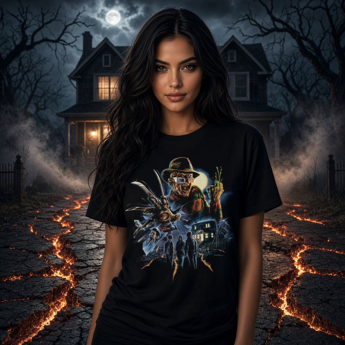 Nightmare On Elm Street Graphic Tee — Vintage Nightmare Freddy Design — view 2