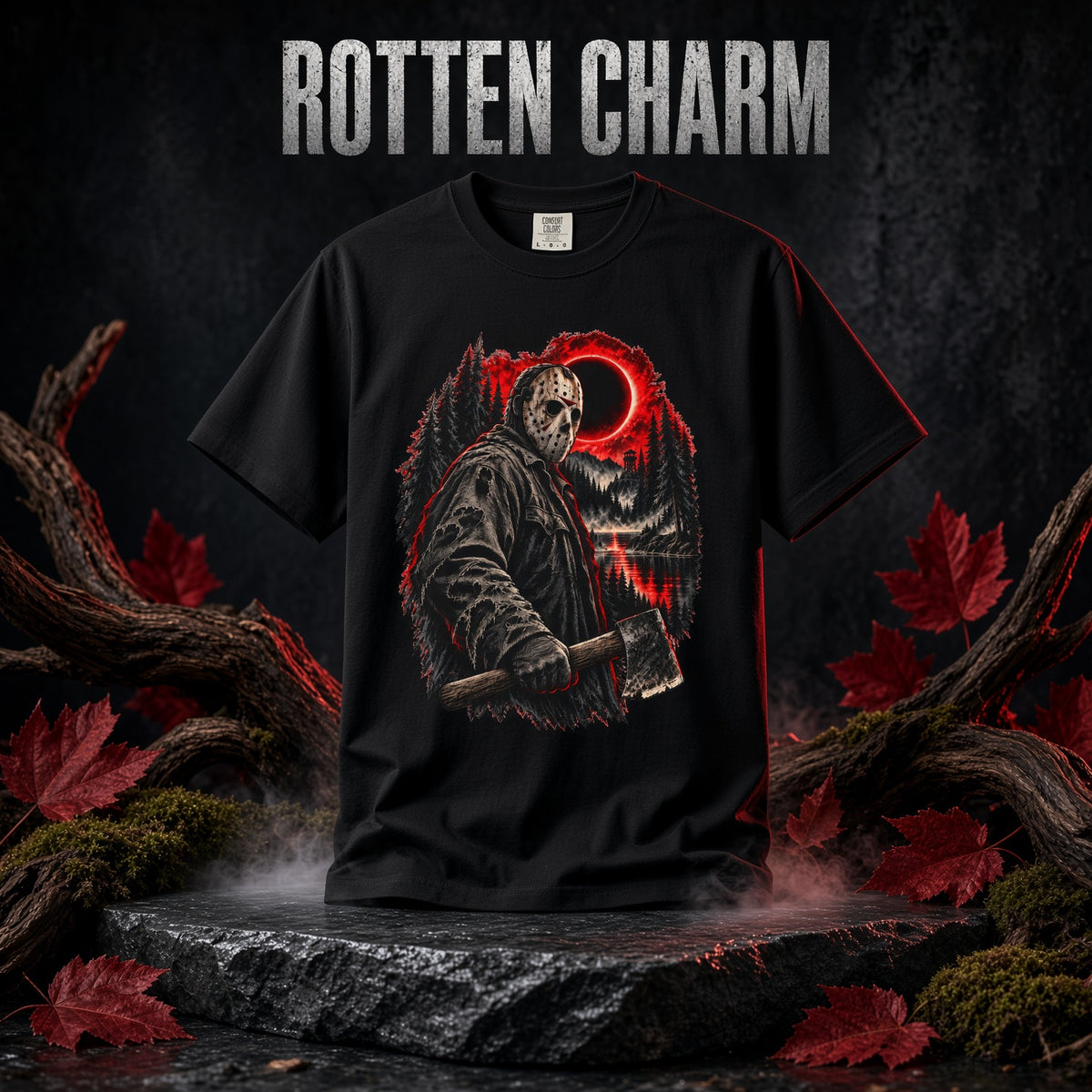 Friday the 13th Horror Jason Voorhees Axe and Eclipse T-Shirt