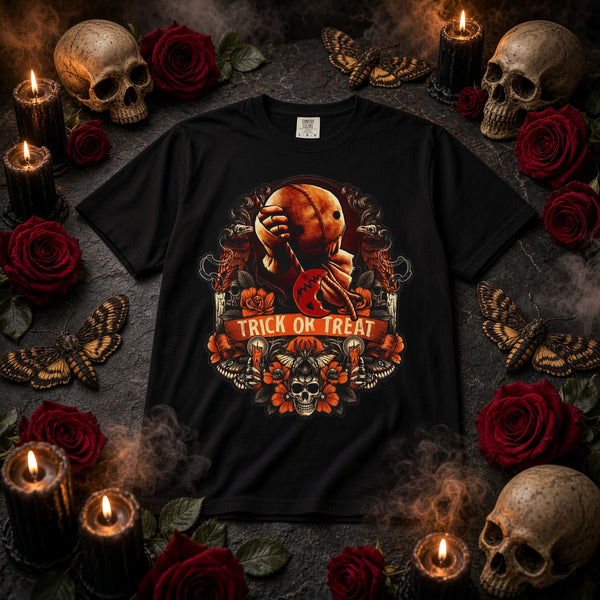 Trick R Treat Sam T-Shirt — 'Trick or Treat' Horror Graphic Tee