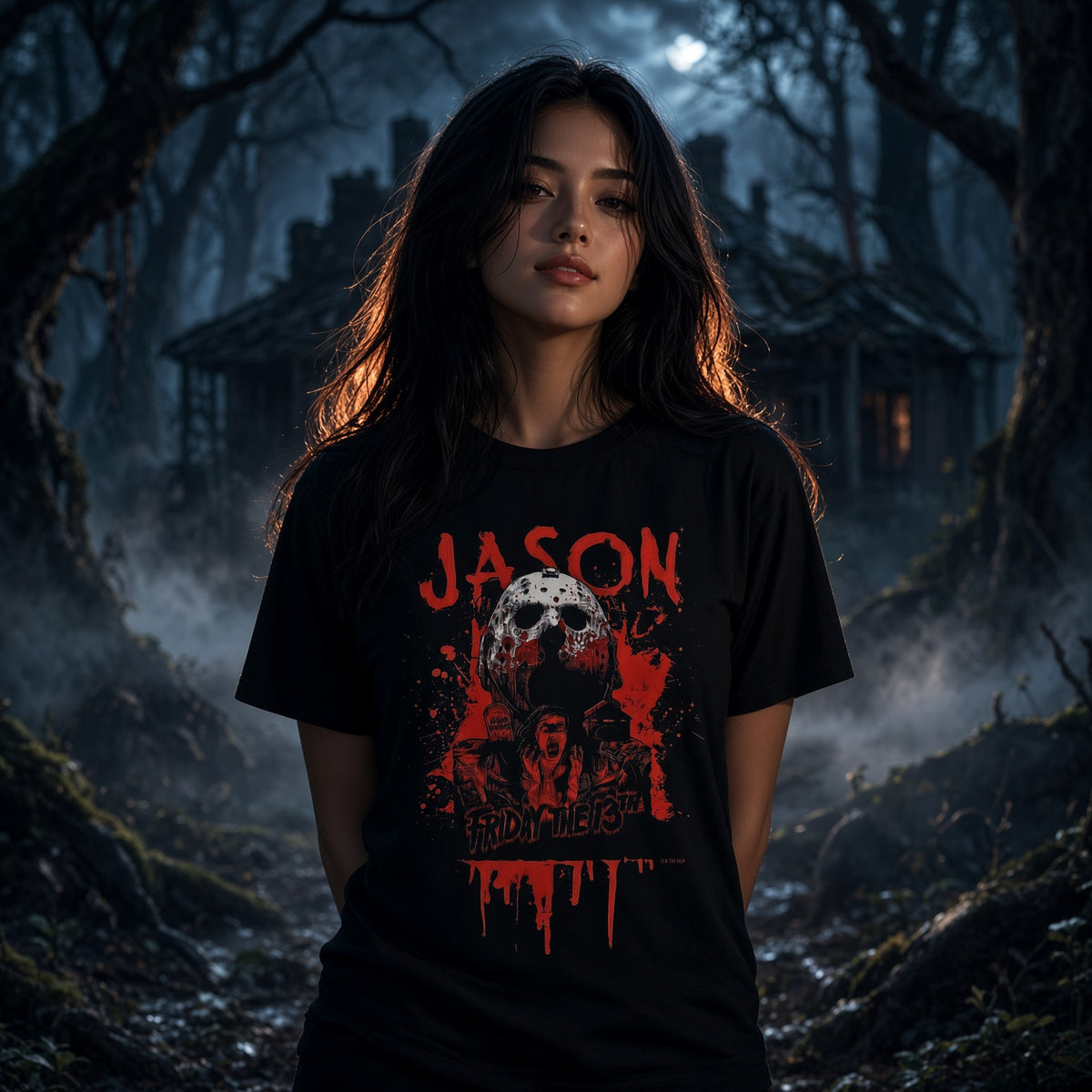 Jason Voorhees Mask Friday the 13th T-Shirt — Retro Slasher Movie Graphic Tee — view 2
