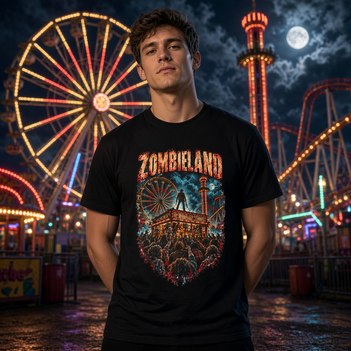 Zombieland Horror T-Shirt — Carnival Zombie Apocalypse Graphic Tee — view 3