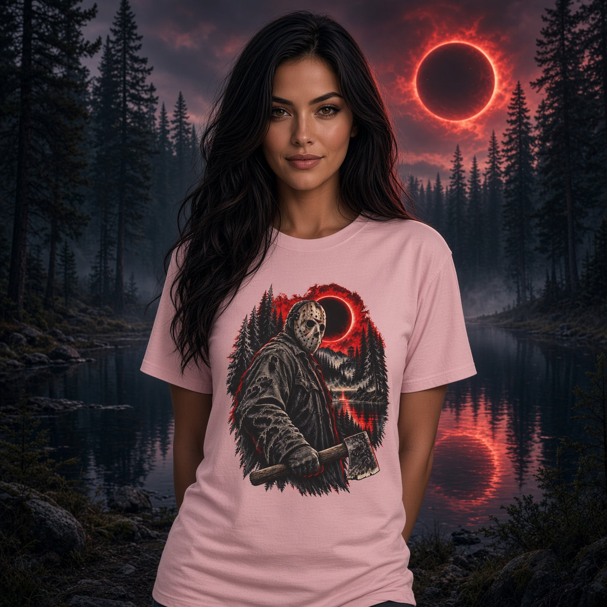 Friday the 13th Horror Jason Voorhees Axe and Eclipse T-Shirt — view 2