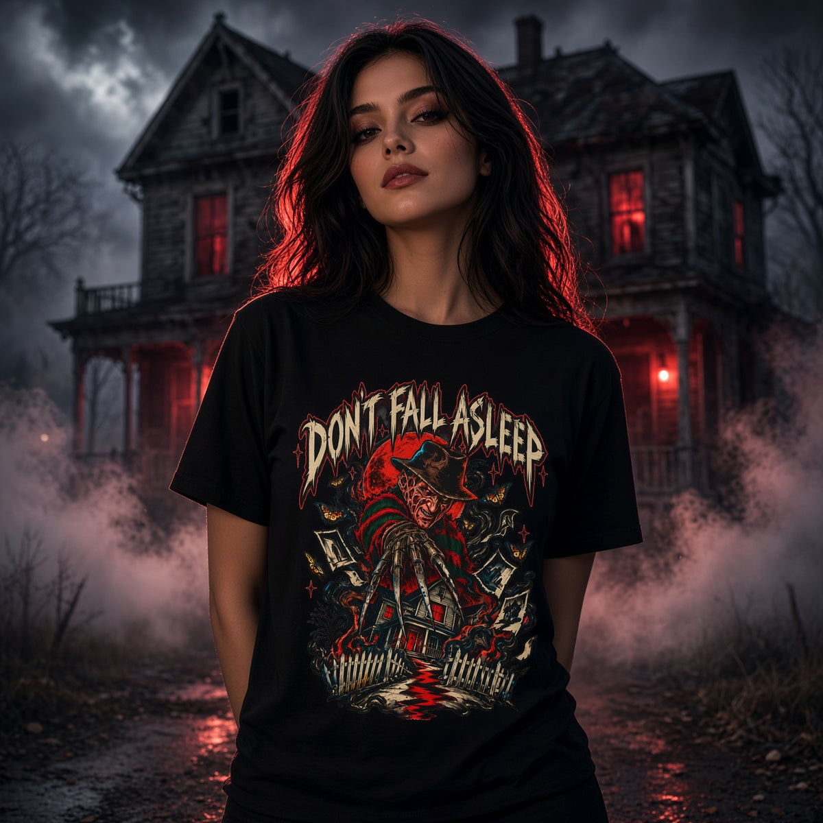 Nightmare On Elm Street Don't Fall Asleep Graphic T-Shirt — Freddy-Inspired Horror Tee — view 2