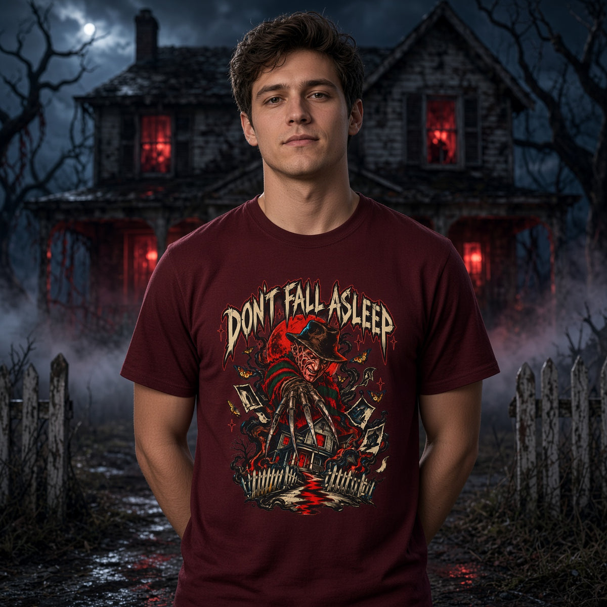 Nightmare On Elm Street Don't Fall Asleep Graphic T-Shirt — Freddy-Inspired Horror Tee — view 3