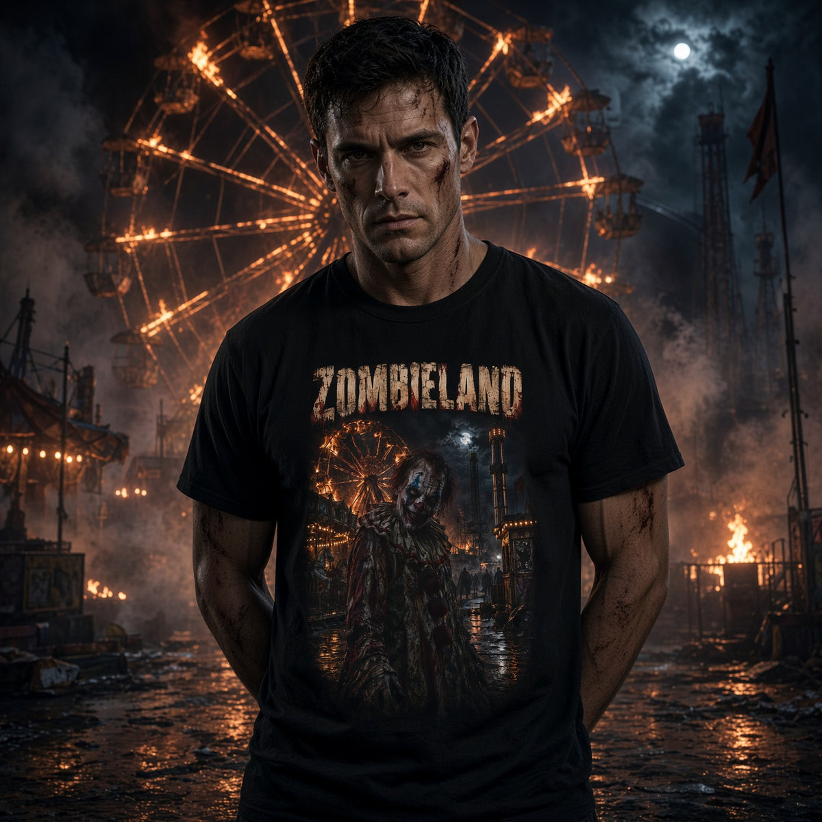 Zombieland Graphic T-Shirt — Creepy Carnival Zombie Horror Tee — view 3