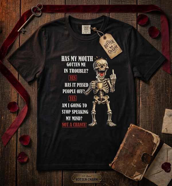 Skeleton Middle Finger Graphic Tee | Sarcastic Funny Quote T-Shirt